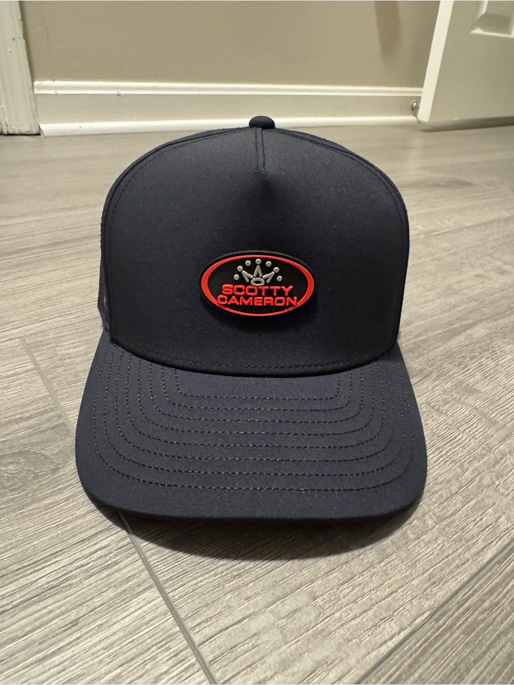 Scotty Cameron Melin Black Snapback Hat with Red Logo